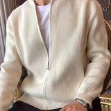 Alain | Gilet zippé en maille côtelée crème