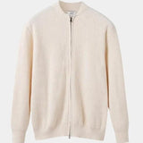 Alain | Gilet zippé en maille côtelée crème