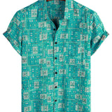 Chemise à Manches Courtes en Coton Rétro Casual pour Hommes