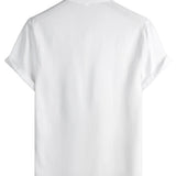 Chemise en Coton pour Homme de Couleur Unie avec Col Haut et Demi-Boutons, avec Poche à l'Avant