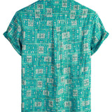 Chemise à Manches Courtes en Coton Rétro Casual pour Hommes