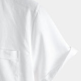 Chemise en Coton pour Homme de Couleur Unie avec Col Haut et Demi-Bouton, avec Poche à l'Avant