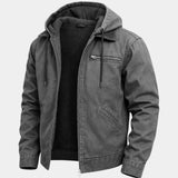 Gaston | Veste de travail bleue à capuche col velours
