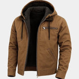Gaston | Veste de travail bleue à capuche col velours
