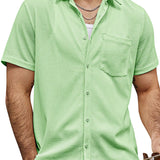 Chemise d'été pour homme à manches courtes en coton