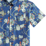 Chemise en Coton pour Homme à Manches Courtes avec Motif Floral, Respirante et Fraîche