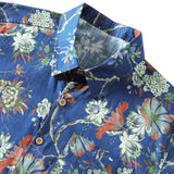 Chemise en Coton pour Homme à Manches Courtes avec Motif Floral, Respirante et Fraîche