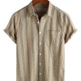 Chemise en Coton pour Homme avec Poche, Style Hawaïen, pour les Vacances, avec Boutons et Manches Courtes