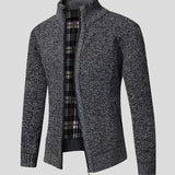 Marc-Antoine | Gilet zippé gris clair doublure à carreaux