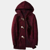 Francis | Long gilet à capuche en grosse maille marron