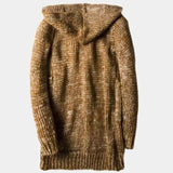 Francis | Long gilet à capuche en grosse maille marron