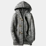 Francis | Long gilet à capuche en grosse maille marron