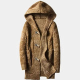 Francis | Long gilet à capuche en grosse maille marron