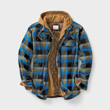 Marc | Veste à capuche à carreaux bleus