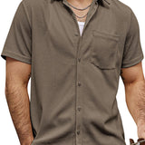 Chemise d'été pour homme à manches courtes en coton