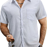 Chemise Casual à Manches Courtes en Coton pour Hommes pour l'Été