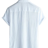 Chemise Casual à Manches Courtes en Coton pour Hommes pour l'Été