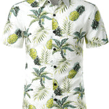Chemise en Coton d'Été pour Hommes avec Motif Tropical d'Ananas