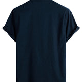 Chemise en Coton pour Homme de Couleur Unie avec Col Haut et Fermeture Moyenne, avec Poche à l'Avant