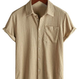 Chemise Casual à Manches Courtes en Coton pour Hommes pour l'Été