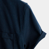 Chemise en Coton pour Homme de Couleur Unie avec Col Haut et Demi-Boutons, avec Poche à l'Avant