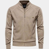 Franck | Gilet zippé taupe maille losanges
