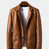 Hugues | Veste blazer effet cuir cognac