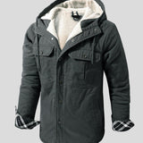 Étienne | Veste à capuche noire doublée sherpa