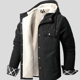 Étienne | Veste à capuche noire doublée sherpa