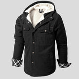Étienne | Veste à capuche noire doublée sherpa