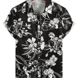 Chemise à Manches Courtes en Coton avec Motif Floral pour Hommes