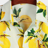 Chemise de Plage en Coton Style Hawaïen à Manches Courtes avec Motif Citron pour Hommes