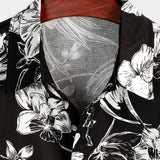 Chemise à Manches Courtes en Coton avec Motif Floral pour Hommes