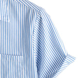 Chemise à Manches Courtes Rayée en Coton avec Poche pour Hommes