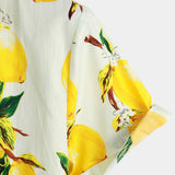 Chemise de Plage en Coton Style Hawaïen à Manches Courtes avec Motif Citron pour Hommes