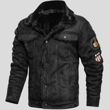 Guillaume | Veste trucker effet daim marron col sherpa