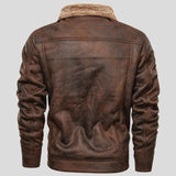 Guillaume | Veste trucker effet daim marron col sherpa