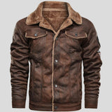 Guillaume | Veste trucker effet daim marron col sherpa