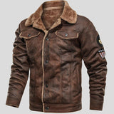 Guillaume | Veste trucker effet daim marron col sherpa