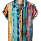 Chemise Homme à Manches Courtes à Rayures Colorées