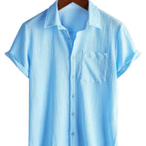 Chemise Casual à Manches Courtes en Coton pour Hommes pour l'Été