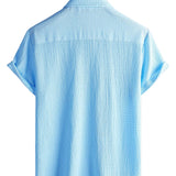 Chemise Casual à Manches Courtes en Coton pour Hommes pour l'Été
