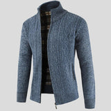 Cédric | Gilet zippé gris torsadé doublure à carreaux
