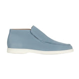 Mocassins en Suède pour Hommes – Style Slip-On Chukka, Semelle Plate – Bleu Clair