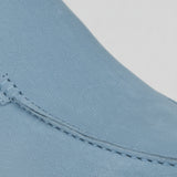 Mocassins en Suède pour Hommes – Style Slip-On Chukka, Semelle Plate – Bleu Clair