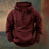 Yves | Sweat à capuche marron col lacé