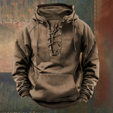 Yves | Sweat à capuche marron col lacé