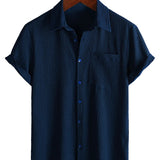 Chemise Casual à Manches Courtes en Coton pour Hommes pour l'Été