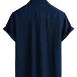 Chemise Casual à Manches Courtes en Coton pour Hommes pour l'Été
