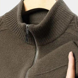 Jean-Claude | Gilet zippé vert olive à torsades